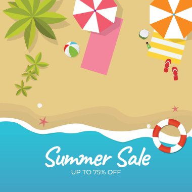 Yaz Satışı Tasarımı Yazdırma ve Sosyal Medya İçin Uygun Sancak