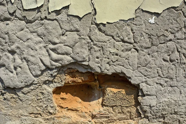 Accueil Fissuré Vieux Mur Briques Délabrées — Photo