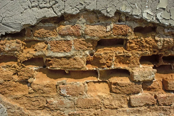 Home Cracked Old Dilapidated Brick Wall — Stock Photo, Image