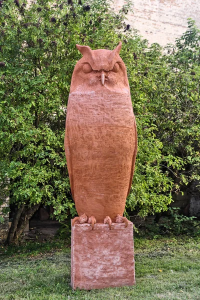 Búho pájaro cabeza escultura — Foto de Stock