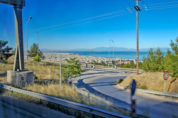 Selanik Yunanistan Haziran 2013 Turizm Otobüsünün Selanik Kenti Ege Denizi — Stok fotoğraf