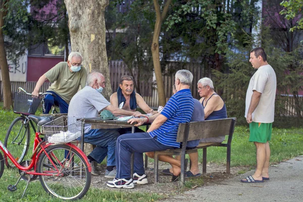 Zrenjanin Serbie Juillet 2020 Messieurs Âgés Les Retraités Jouent Aux — Photo