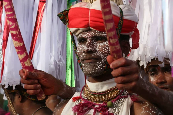 Celebração Tribal Holi Narmada Valley Kathi Nandurbar Maharashtra Índia Ásia — Fotografia de Stock