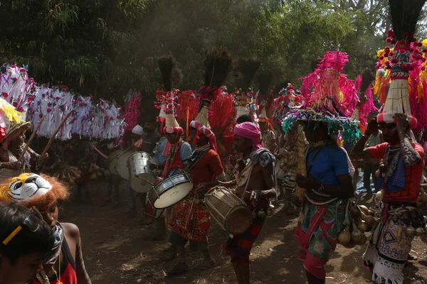 Celebração Tribal Holi Narmada Valley Kathi Nandurbar Maharashtra Índia Ásia — Fotografia de Stock