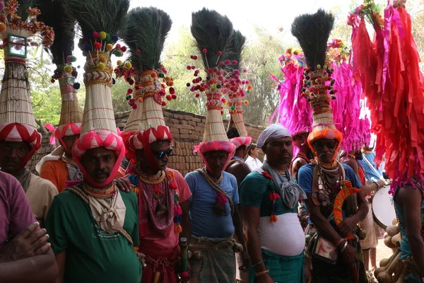 Narmada Vadisi Nde Kabile Holi Kutlaması Kathi Nandurbar Maharashtra Hindistan — Stok fotoğraf