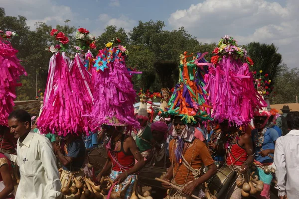 Narmada Vadisi Nde Kabile Holi Kutlaması Kathi Nandurbar Maharashtra Hindistan — Stok fotoğraf