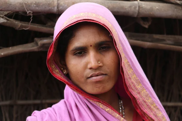 Tribale Vrouw Hun Traditionele Kostuum Nandurbar Maharashtra India Azië Klik — Stockfoto