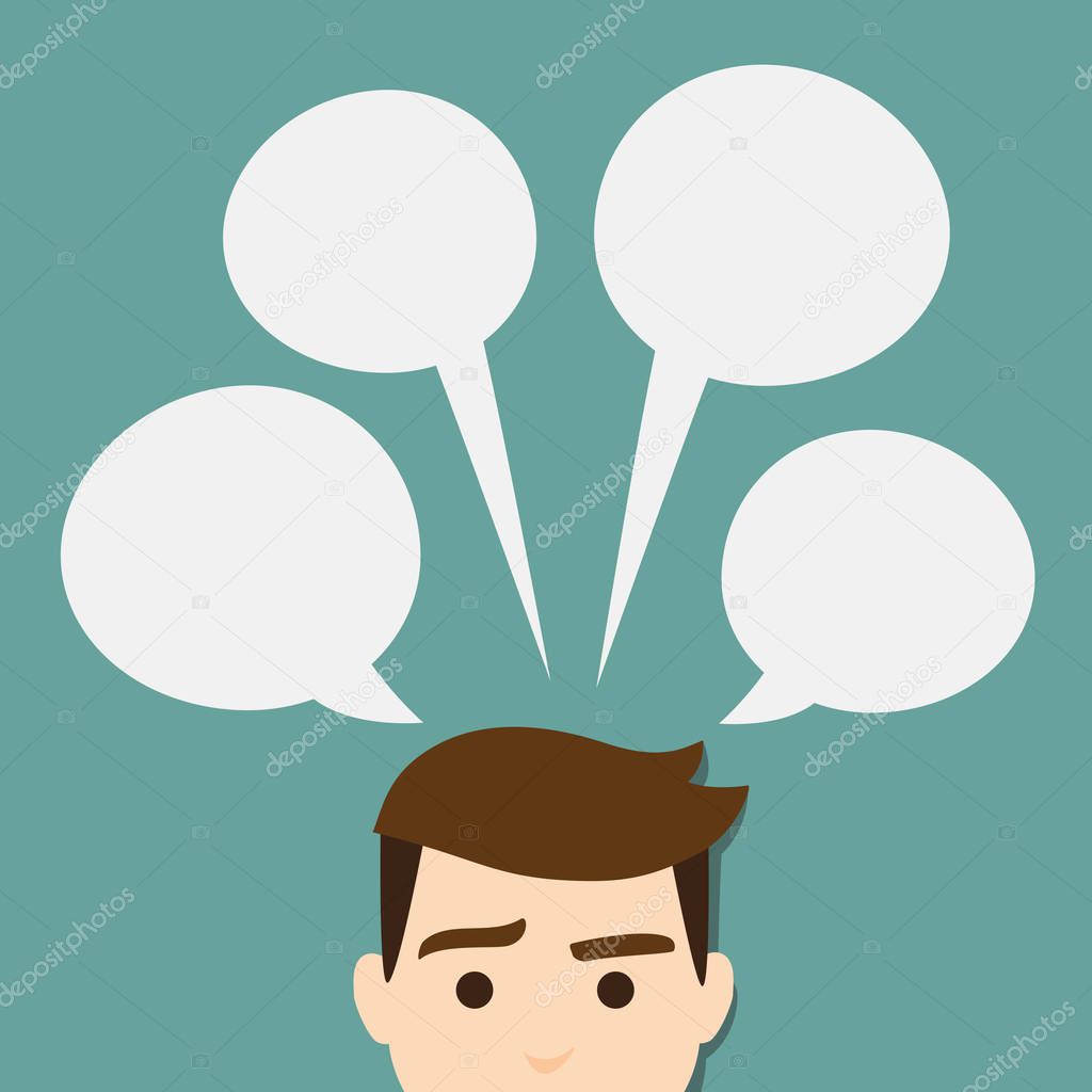 vector talking head with speech bubble. Infographic