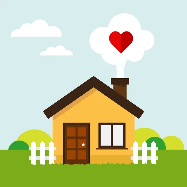House with heart illustration in vector.