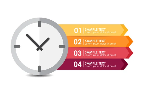 Afiş Infographic Saat Zaman Kavramı Vektör Çizim — Stok Vektör