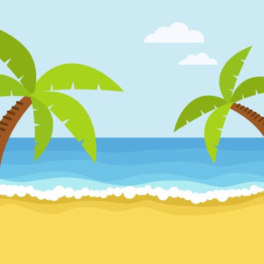 Issız tropikal plaj. Vektör çizim