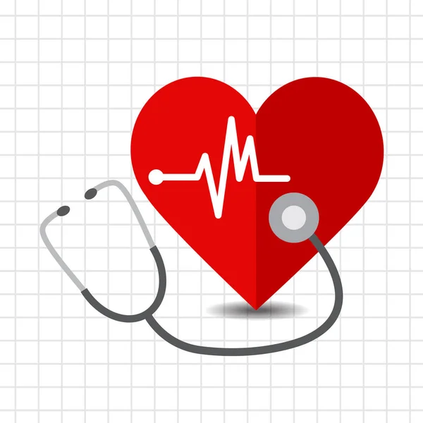 Herz Pflege Ikone Mit Stethoskop Vektorillustration — Stockvektor