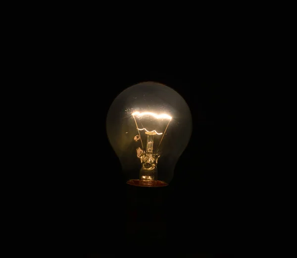 Low Light Photo Tungsten Bulb Black Backdrop — Stock Photo, Image