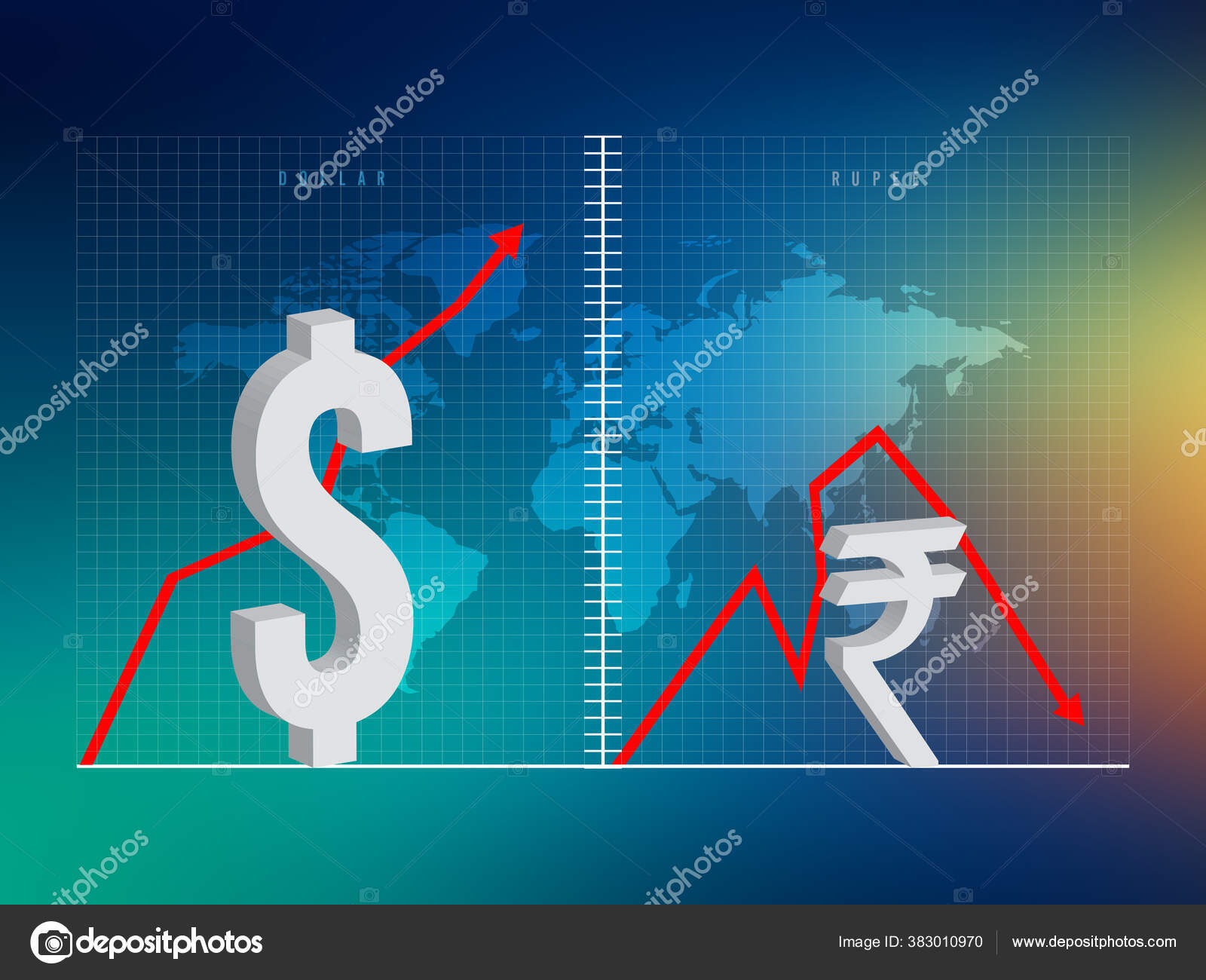 Dollar Rupee Concept Dollar Gains Indian Rupee Indian Rupee Falling Stock Photo Image By C Pixxelstudio91 383010970