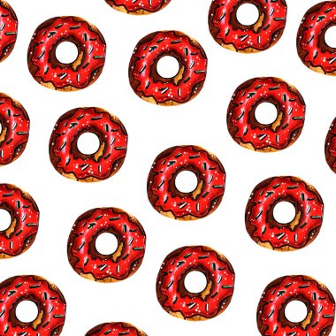 Çörek deseni beyaz arka planda izole edildi. Alkol keçeli kalemlerle elle çizilmiş tatlı. Bunu tebrik kartı, poster, çocuk kıyafeti, ambalaj kağıdı, çanta ve diğer tasarım projeleri için kullanabilirsiniz.