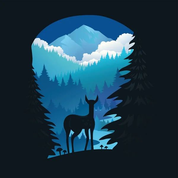 Deer Forest — Stock Vector