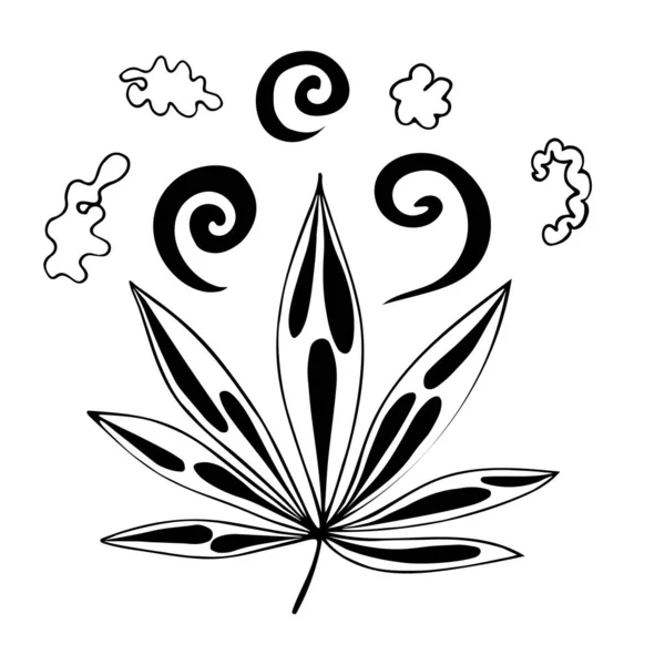 Svart Cannabis blad isolerad illustration — Stock vektor