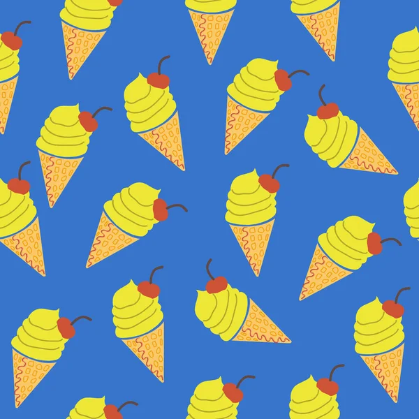 Cônes de crème glacée motif sans couture — Image vectorielle