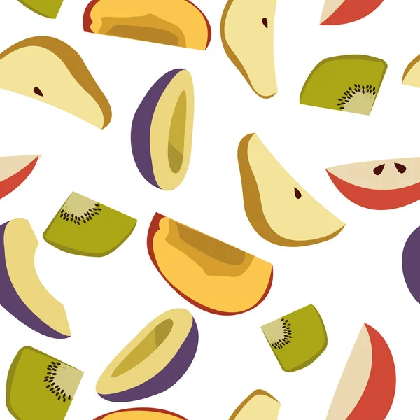 Fruit morceaux modèle vectoriel sans couture — Image vectorielle