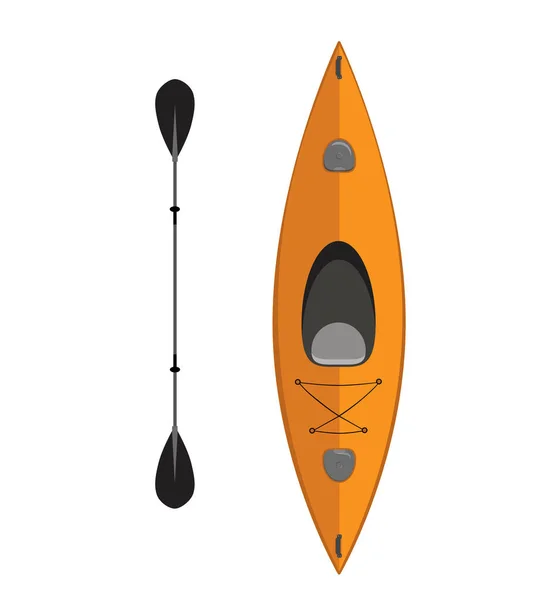 Kayak e la sua pagaia illustrazione isolata. — Vettoriale Stock