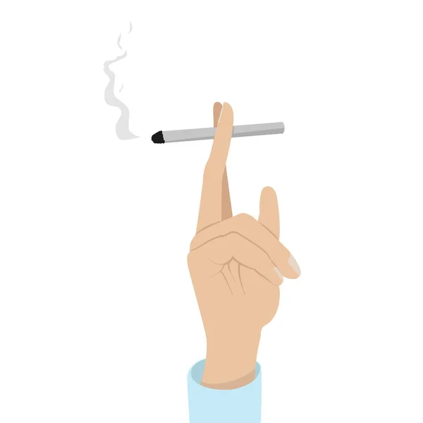 Ręka z papierosem odizolowana ilustracja. Palenie zioła — Wektor stockowy