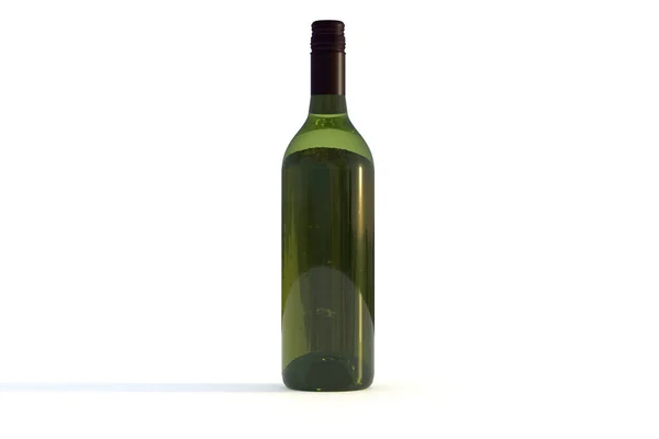 Botella Vino Sobre Fondo Blanco Renderizado —  Fotos de Stock