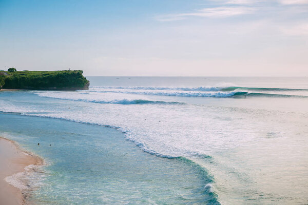 photo of beautiful clean blue sea wave for background