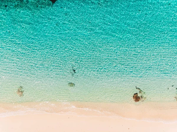 Iyi Görünüm Güzel Kum Plaj Turkuaz Deniz Suyu Hava Uçak — Stok fotoğraf