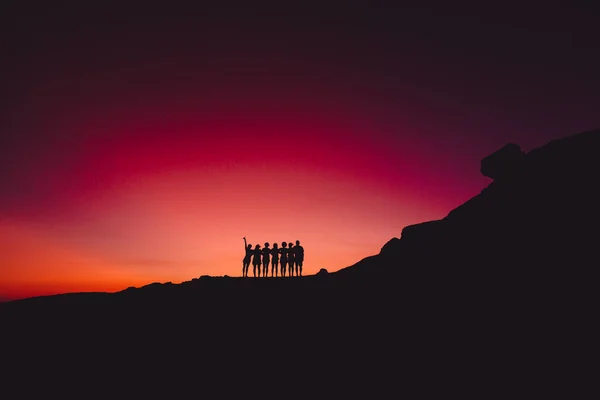 Bright Colorful Sunset Sunrise People — Stock Photo, Image