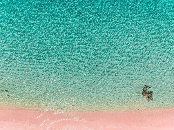 Playa Tropical Con Mar Arena Rosada Dron Islas Komodo Foto — Foto de Stock