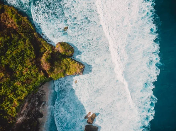 Letecký Pohled Ostrov Modrý Oceán Bali Indonésie — Stock fotografie