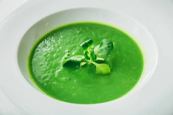 Homemade Green Vegetarian Spinach Soup Close — Stock Photo, Image