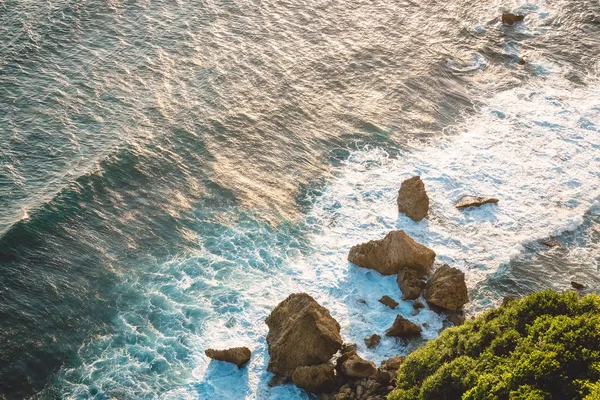 Вид Сверху Пляж Бирюзовой Морской Водой Рифом Дрон Воздуха — стоковое фото