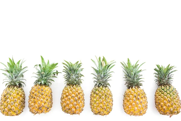 Summer Food Concept Pineapple Fruits White Background Flat Lay Top — Stock Photo, Image