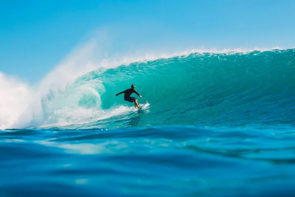 July 2018 Bali Indonesia Surfer Ride Big Barrel Wave Padang — Stock Photo, Image