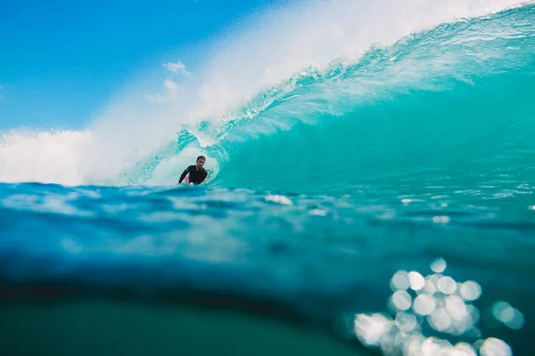 July 2018 Bali Indonesia Bodysurfer Ride Big Barrel Wave Padang — Stock Photo, Image