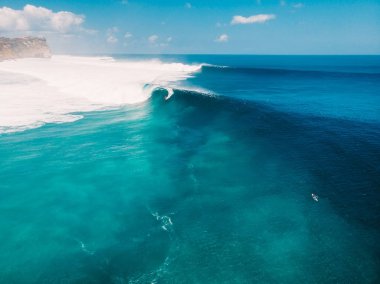 Aerial view of big wave surfing in Bali. Big waves in ocean clipart