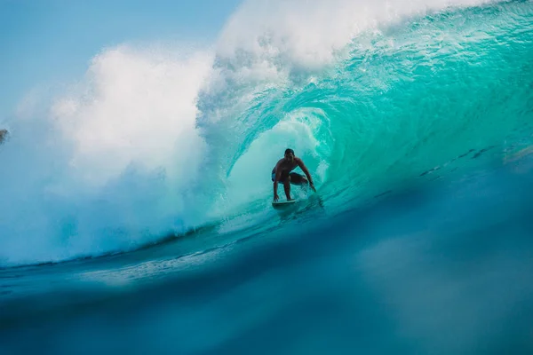 Bali Indonesia July 2018 Professional Surfer Ride Big Barrel Wave — Stock Photo, Image