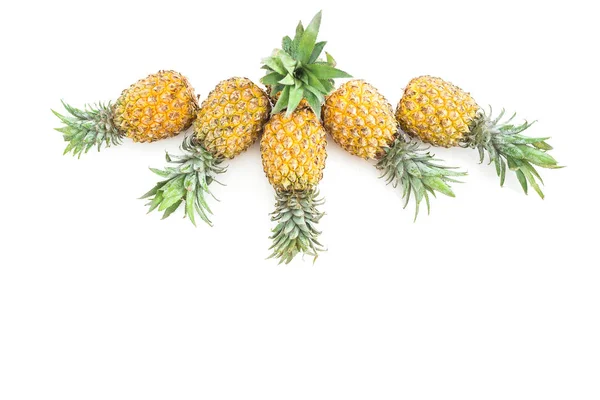 Tropical Fruit Concept Pineapple Fruits White Background Flat Lay Top — Stock Photo, Image