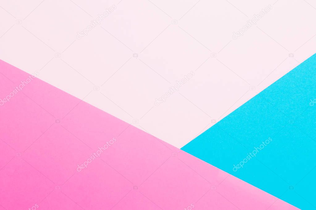 Blue and pink pastel background. Flat lay. Top view