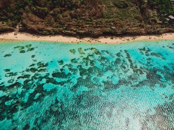 Letecký Pohled Pláž Crystal Tyrkysový Oceán Bali — Stock fotografie