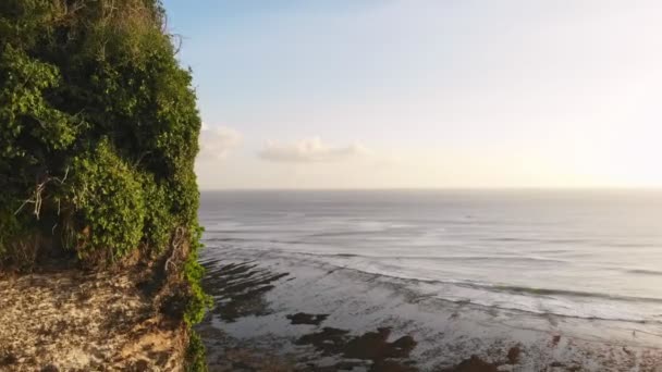 Luchtfoto Van Klif Oceaan Een Tropisch Eiland — Stockvideo