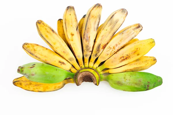 Banány Izolované Bílém Pozadí Byt Leží Pohled Shora Letní Ovoce — Stock fotografie