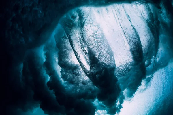 Texture Des Vagues Sous Marines Vague Baril Bleu Écrasant Dans — Photo