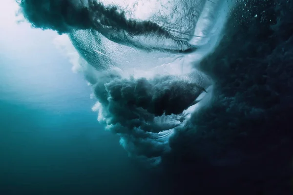 Onda Subaquática Onda Poderosa Azul Que Cai Oceano — Fotografia de Stock