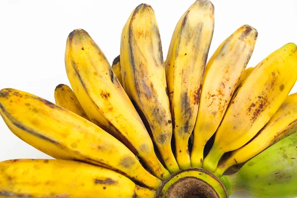 Bananenfrüchte Isoliert Auf Weißem Hintergrund Flach Lag Ansicht Von Oben — Stockfoto