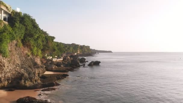 Aerial View Cliff Ocean — Stock Video