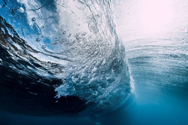 Vague Sous Eau Avec Bulles Air Lumière Soleil Océan Sous — Photo