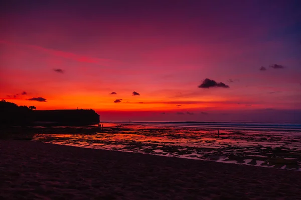 Ocean Waves Bright Sunset Sunrise Bali — Stock Photo, Image