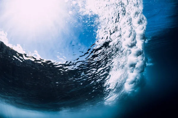 Powerful Wave Underwater Air Bubbles Ocean Underwater — Stock Photo, Image